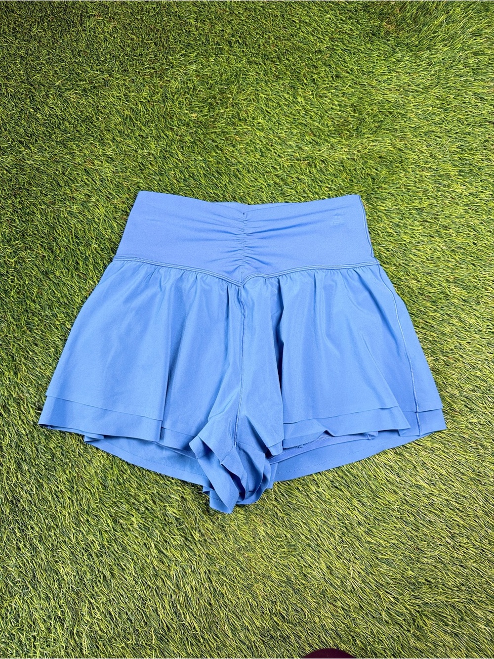 Offline by Aerie Real Me Ruched Flowy Shorts Blue size medium women’s